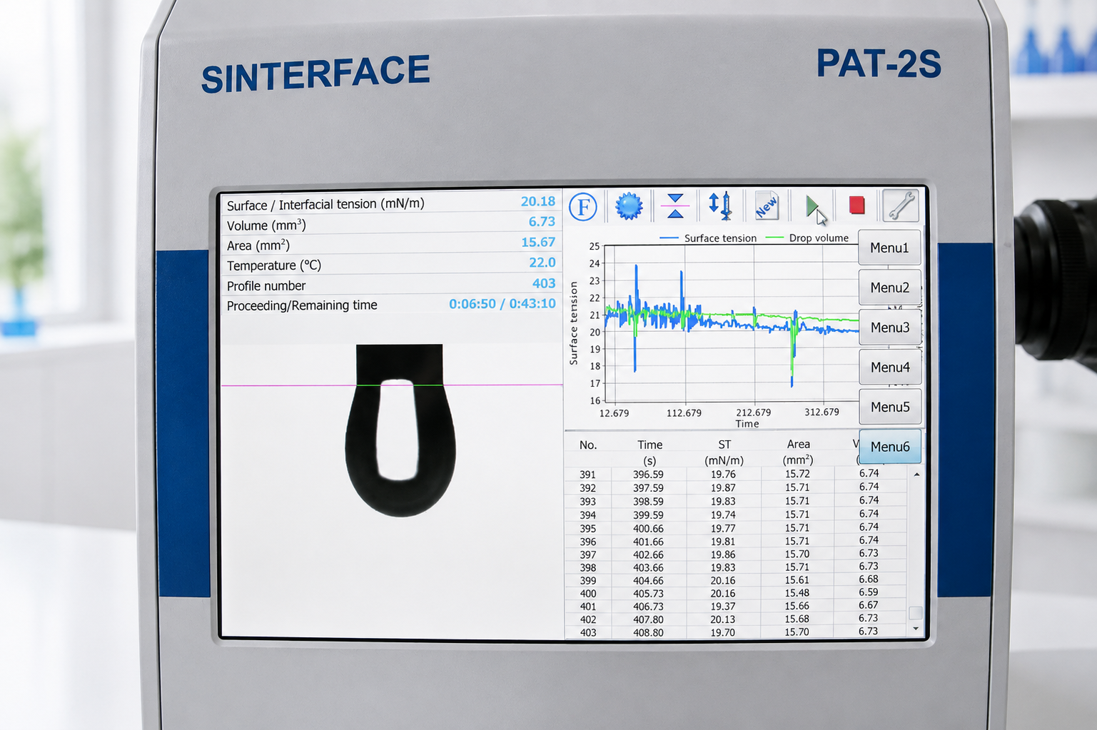 Scientific visualization of drop shape analysis with the SINTERFACE PAT-2S